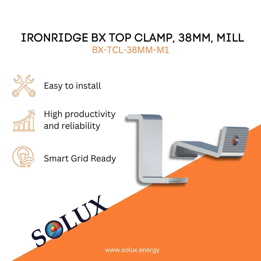 This is an image of Ballast Clamp IronRidge BX Top Clamp, 38mm, Mill
